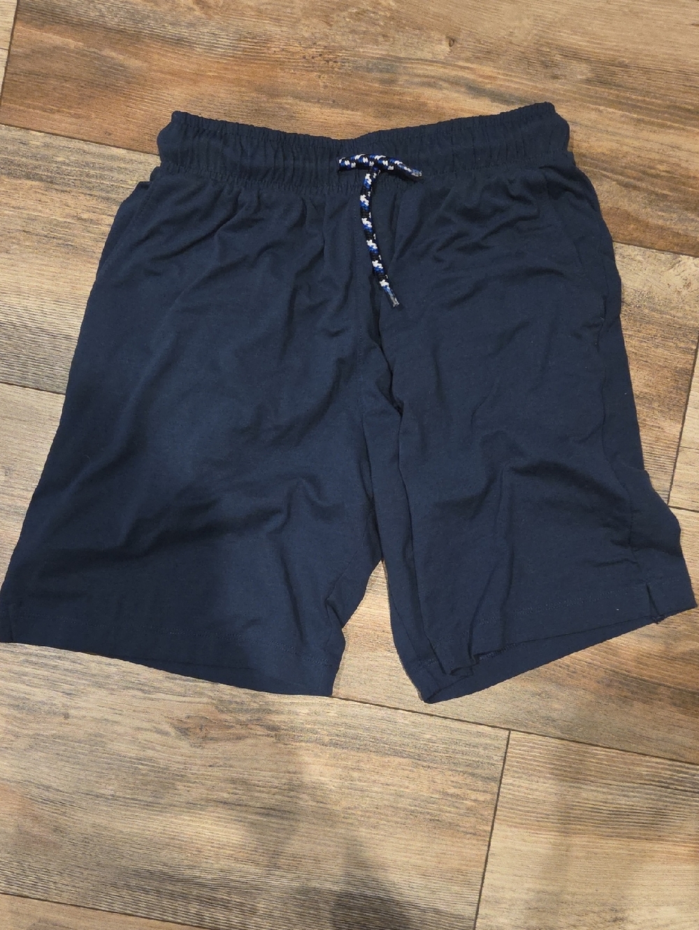 Crewcuts Navy Elastic Waist Shorts with Patterned Drawstring